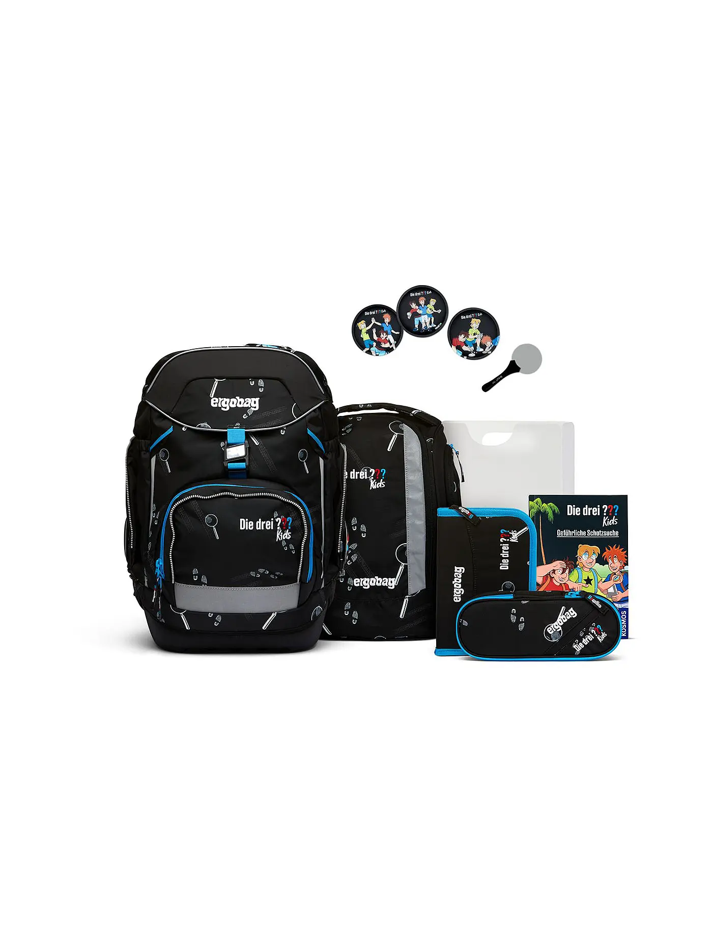 ERGOBAG | Schultaschen Set Pack 7tlg Baerdektiv - Die drei Fragezeichen | 